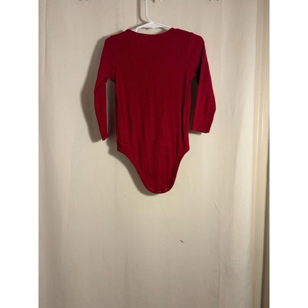 Garanimals Baby Girls 24M Red Ribbed Long‑Sleeve Bodysuit – Snap Bottom - Picture 2 of 4